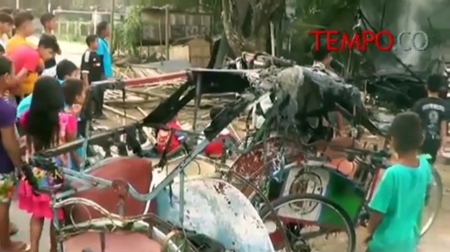 Diduga Korsleting Listrik, Mes Tukang Becak Ludes Terbakar