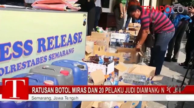 Ratusan Botol Miras dan 20 Pelaku Judi Diamankan Polisi
