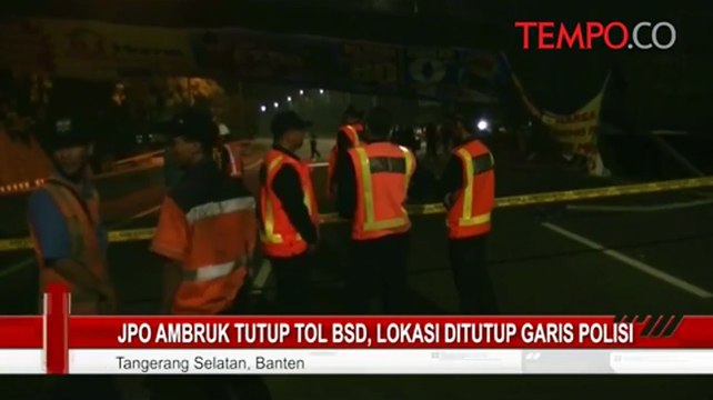 JPO Ambruk Tutup Tol BSD, Lokasi Ditutup Garis Polisi