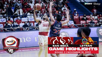 NCAA Season 98 | Game Highlights: San Beda vs Letran | Men's Basketball Tournament Round 2