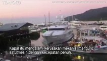 Detik-detik Kapal Pesiar Supermewah Tabrak Marina, Bikin Panik
