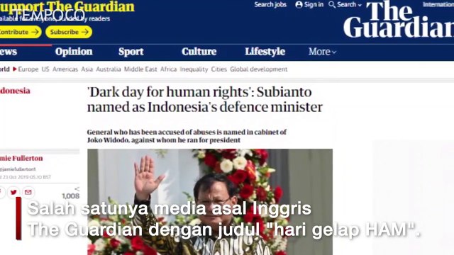 Masuk Kabinet Indonesia Maju, Prabowo Disorot Media Asing