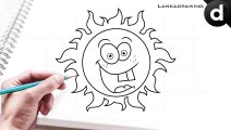 how to draw a bright smiling sun easy and simple