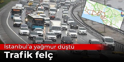 İstanbul sokaklarına yağmur düştü: Trafik felç