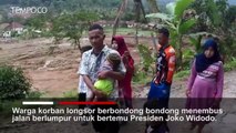 Presiden Joko Widodo meninjau lokasi bencana longsor di Desa Harkat