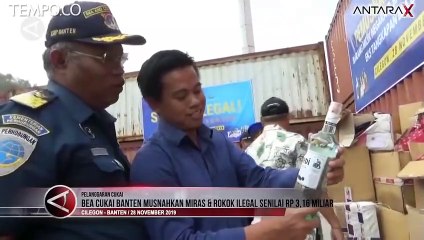 Begini Pemusnahan Miras dan Rokok Ilegal Senilai Rp 3 M di Banten