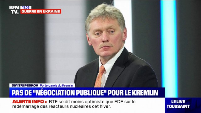 Guerre en Ukraine: le porte-parole du Kremlin Dimitri Peskov exclue des négociations publiques