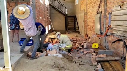 Trabalhador é atingido por parede em obra na Rua Manaus