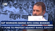 BJP Workers Storm Pune Congress Office Over Rahul Gandhi's Savarkar Remark | Bharat Jodo Yatra