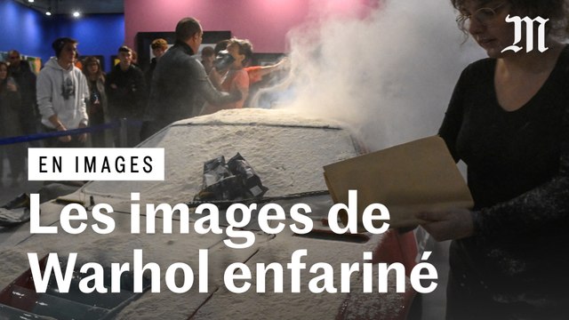 La voiture pop art d'Andy Warhol enfarinée par des militants écologistes italiens
