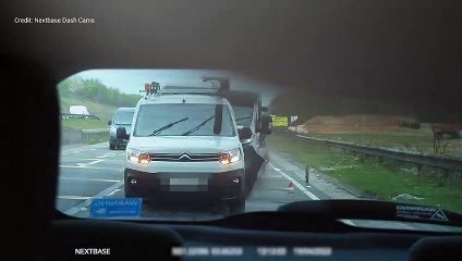Moment car is smashed following a pile up at Stockbury roundabout