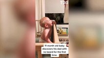Un bébé découvre son père rasé pour la première fois : sa réaction est hilarante