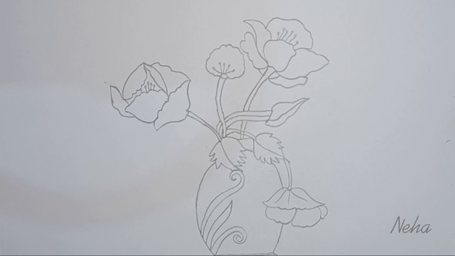Flower Pot Drawing | How To Draw Flower With Vase | Embroidery Flower Pot Design | Embroidery Design | Flower Pot Drawing by Neha