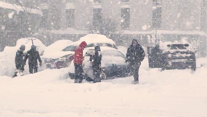 Cars trapped in deep lake-effect snow