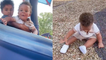Mom films 1 y/o twins' TUMBLY experience walking with shoes on for the first time