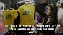 Empresária diz que camisas e acessórios personalizados são os favoritos dos torcedores brasileiros
