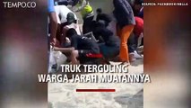 Video Viral Truk Terguling, Warga Menjarah Muatannya yang Berserakan di Rangkasbitung