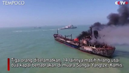 Dua Kapal Bertabrakan di Sungai Yangtze, 14 Awak Belum Ditemukan