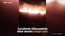 Gökçeada'da otluk alanda yangın