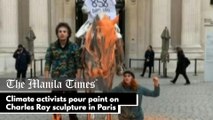 Climate activists pour paint on Charles Ray sculpture in Paris