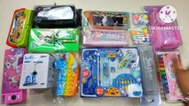 unboxing collection of pencil case, jumbo sharpener, calculator geometry box, bts, popit, unicorn