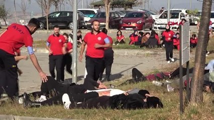 ÇANAKKALE'DE 'UÇAK KAZA TATBİKATI' GERÇEKLEŞTİRİLDİ