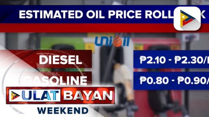 Rollback sa produktong petrolyo, ipatutupad sa susunod na linggo