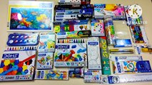 unboxing collection of doms accessories, pencil, sharpener, colour kit, eraser, pen, pencil box