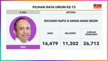 PRU15 | KEPUTUSAN RASMI: Kerusi Parlimen P.204 Betong