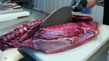 World s Sharpest Tuna Knife！Superb yellowfin Tuna cutting skill, Luxurious sashimi