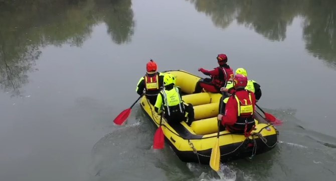 Rivarone (AL) - Esonda il fiume Tanaro , addestramento dei Vigili del Fuoco (19.11.22)