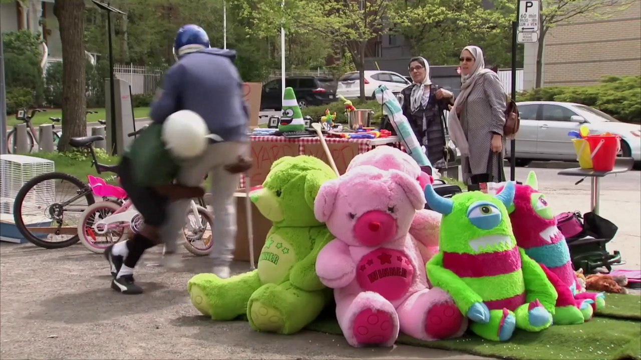 FOOTBALL PLAYER TACKLES HELPLESS MAN