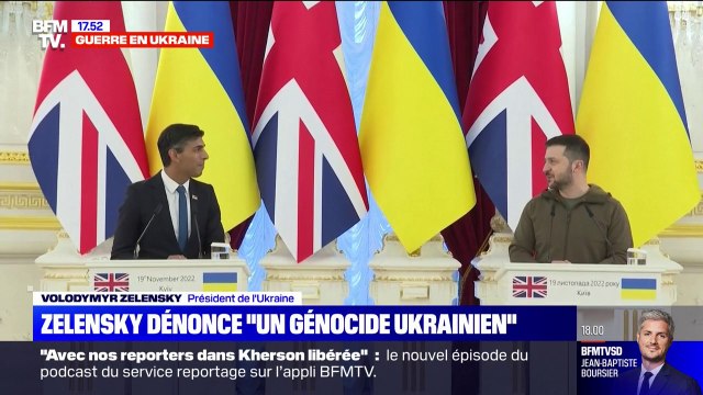En présence du Premier ministre britannique Rishi Sunak à Kiev, Volodymyr Zelensky demande la reconnaissance d'un génocide ukrainien