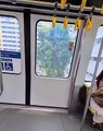 A train in Singapore with windows that automatically blind when passing residential blocks.