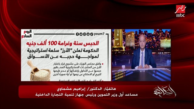 حبس سنة وغرامة ١٠٠ الف جنيه لمواجهة حجب الأرز وموقف اسعار وتوافر الرز الفاخر في الاسواق .. د. ابراهيم عشماوي رئيس جهاز تنمية التجارة الداخلية