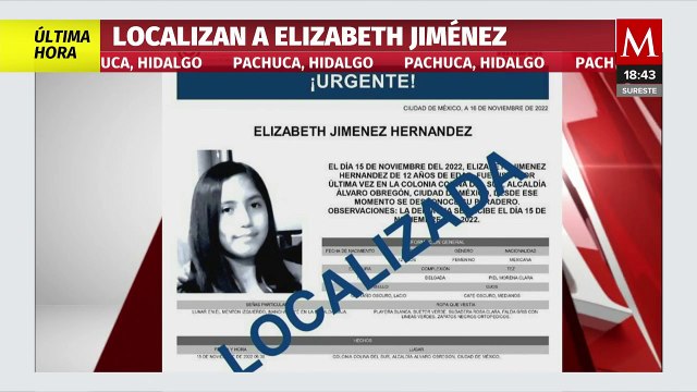 Localizan en Pachuca a Elizabeth, menor desaparecida en CdMx