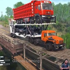 Transport Truck Passing The Wooden Bridge Spintires MudRunner