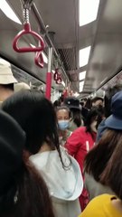 Very crowded train,go around with train