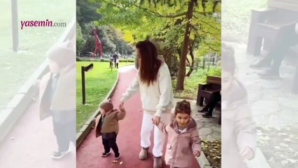 Bengü'den kızı ve oğlu ile eğlenceli yürüyüş anları