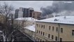 شاهد: حريق كبير وسط موسكو قرب ثلاث محطات للسكك الحديدية