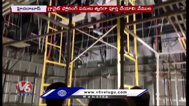 Minister Vemula Prashanth Reddy Inspects Telangana Martyrs Memorial | Hyderabad | V6 News