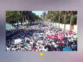 Una gran multitud marcha por la familia