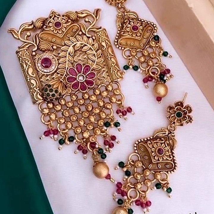 Brass High Gold Pendant Set - Brass High Gold Jewellery - Gold Pendant Design