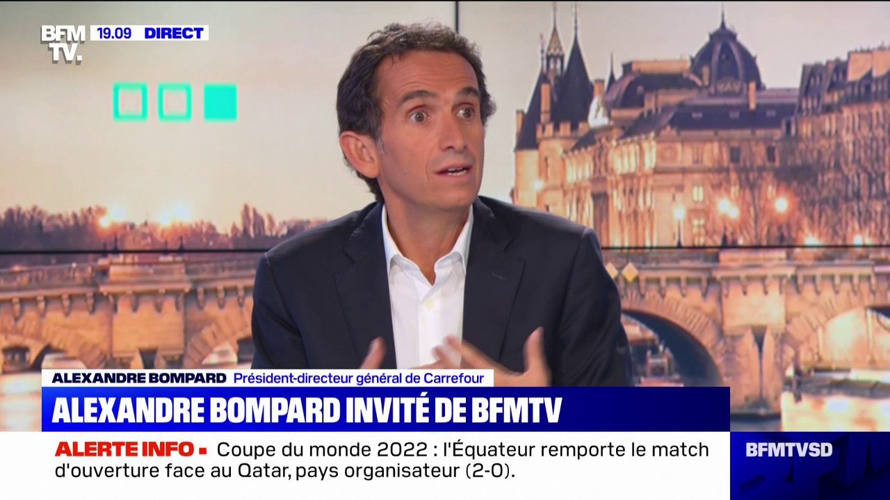 Achats de Noël: "On a des clients qui sont en souffrance de pouvoir d'achat", constate Alexandre Bompard, PDG de Carrefour