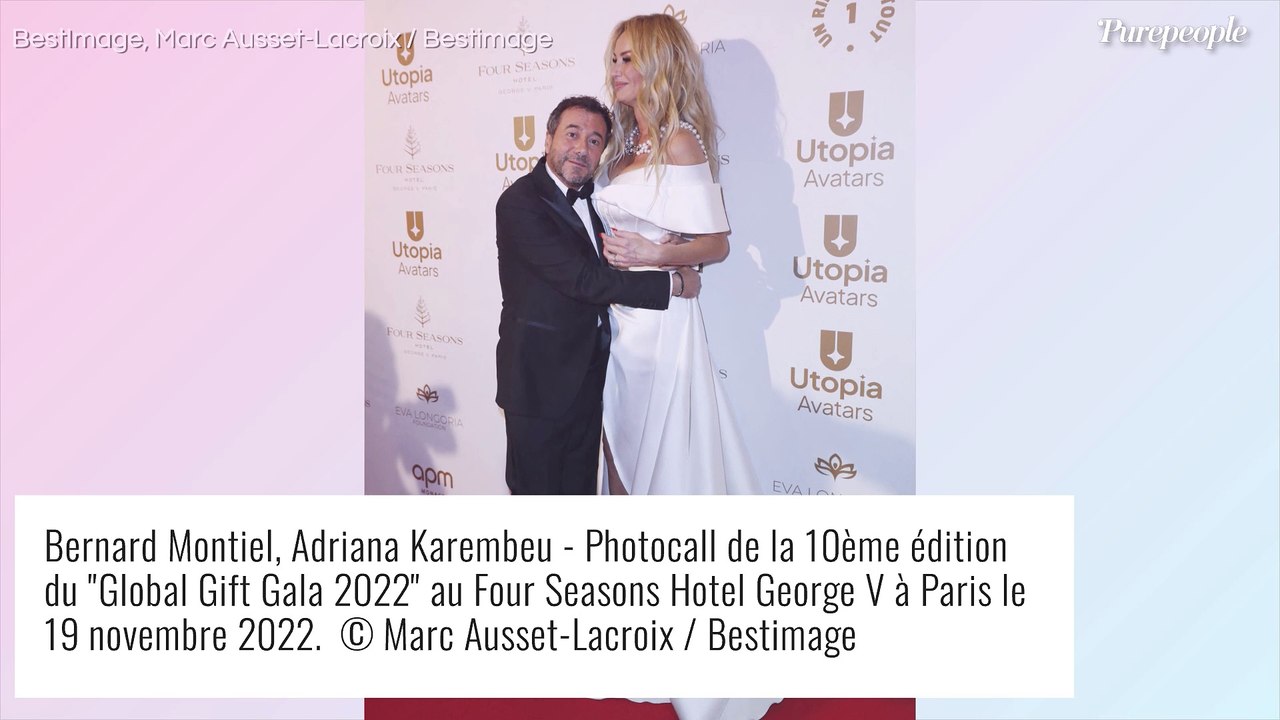 Adriana Karembeu sculpturale dans une longue robe fendue face à un Bernard Montiel, très câlin