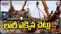 Trees Cutting & Lifting With JCB Over Road Extension Works | Nizamabad | V6 Weekend Teenmaar