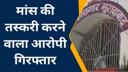 मुरादाबाद:पुलिस ने प्रतिबंधित पशुओं के मांस की तस्करी करने वाले अभियुक्त को किया गिरफ्तार