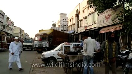 Trucks loaded with veggies for transporting at Azadpur mandi