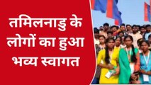 काशी तमिल संगमम के प्रतिनिधियों का संगम नगरी में तिलक लगाकर किया गया अभिनंदन