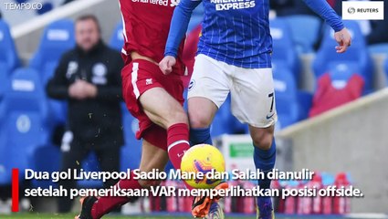 Dua Gol Dianulir VAR, Brighton vs Liverpool Berakhir 1-1
